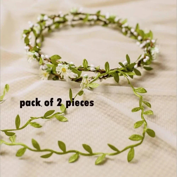 ❤️Women Green Flower Crown Boho Flower  Floral Crown Bridal Headpiece Crown - Picture 2 of 3